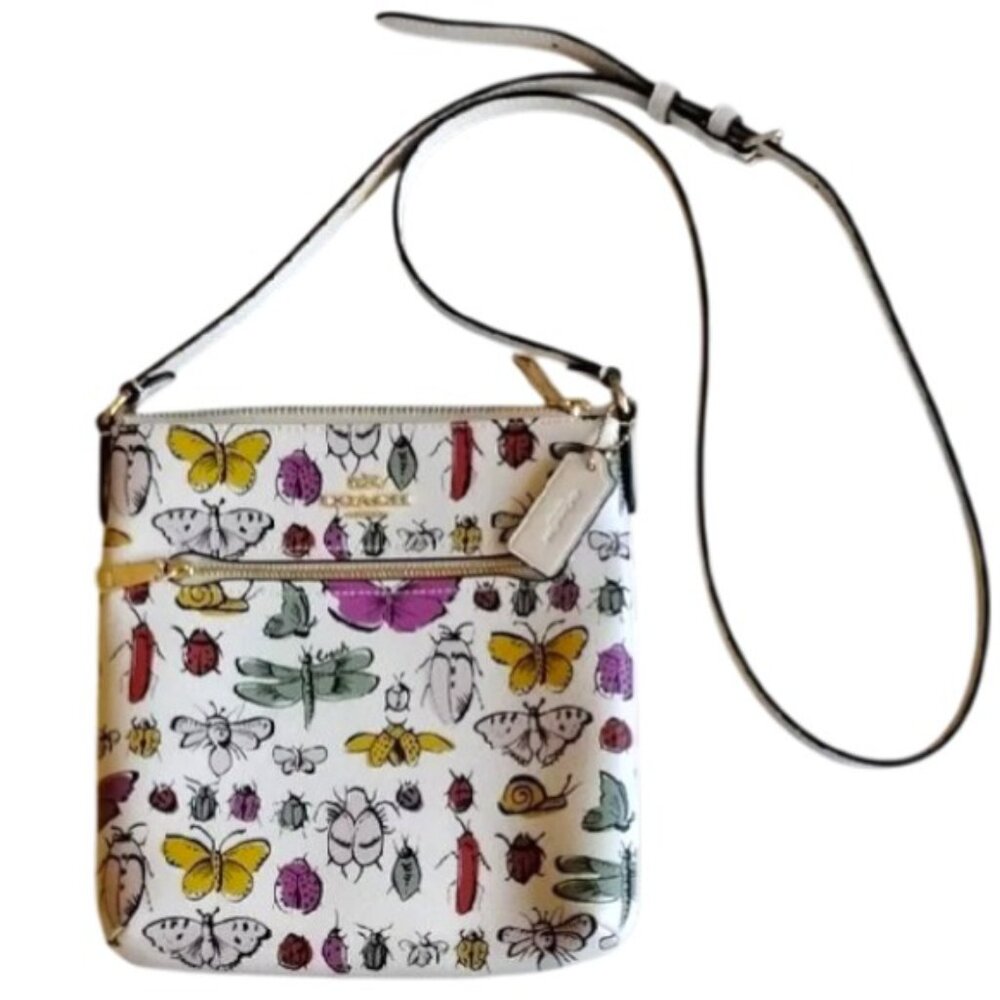 NWOT Mini Rowan File Bag CT258 Creature Print Butterfly Insects Gold Chalk Multi
